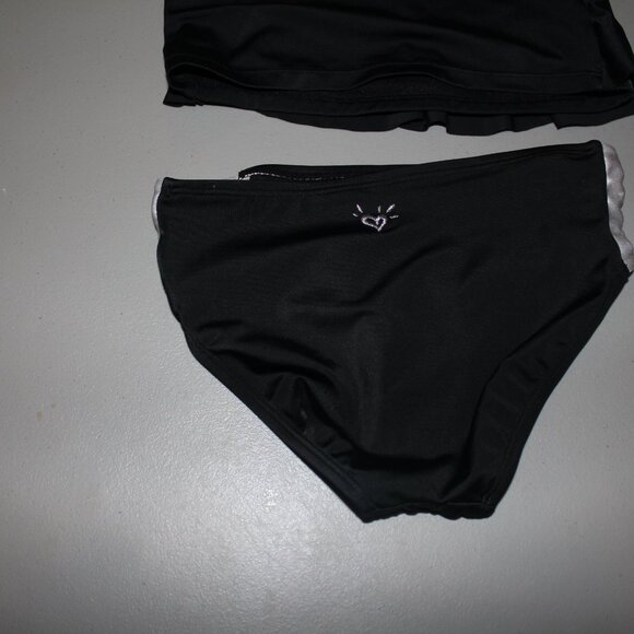 Black & Silver 2 Pcs Justice Tankini Swimsuit Size 8 - Picture 7 of 10